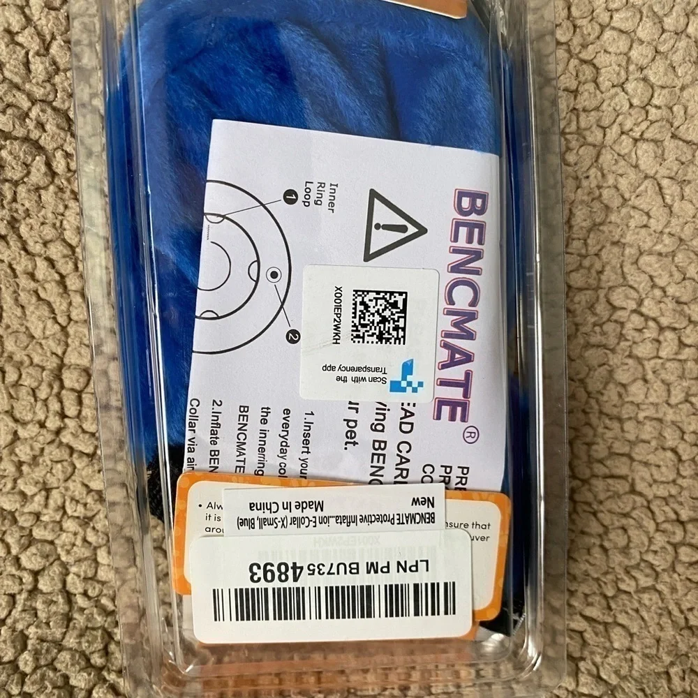 Inflatable Dog/Cat Collar Cone Blue-Black Size: XS (up to 6” neck circumference)